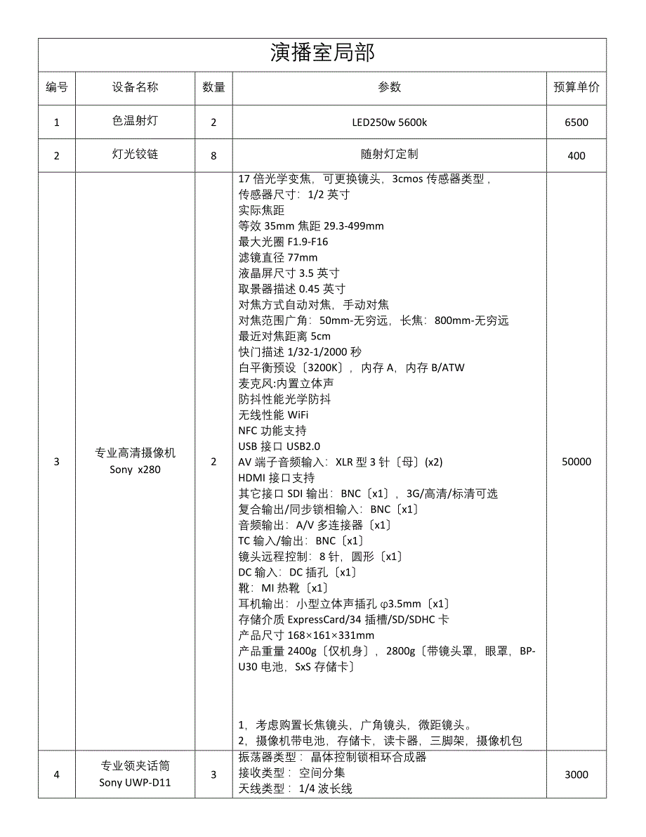 校园电视台设备添置清单参数_第1页