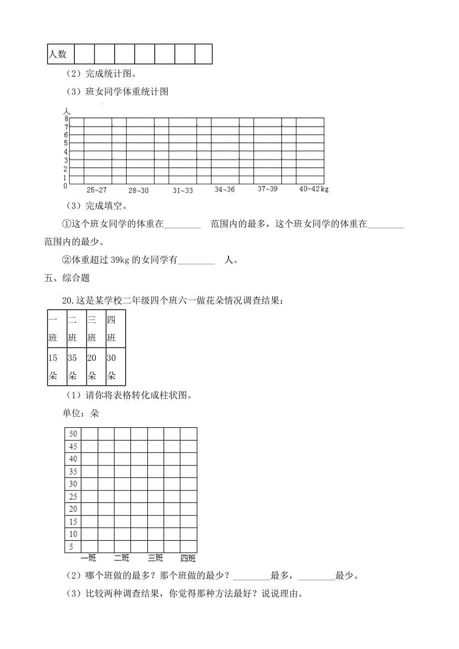 人教版数学二年级下册-01数据收集整理-随堂测试习题06.docx_第5页