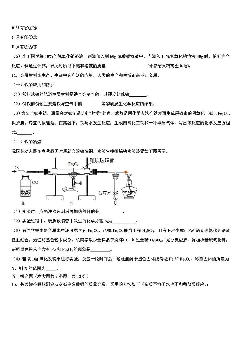 2023届北京市西城区北师大附属实验中学化学九年级第一学期期末复习检测模拟试题含解析.doc_第5页