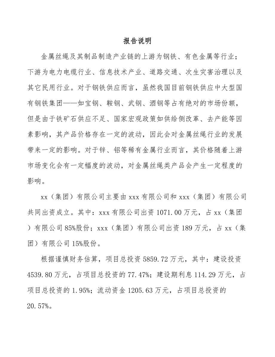 承德关于成立金属丝绳公司可行性研究报告_第2页