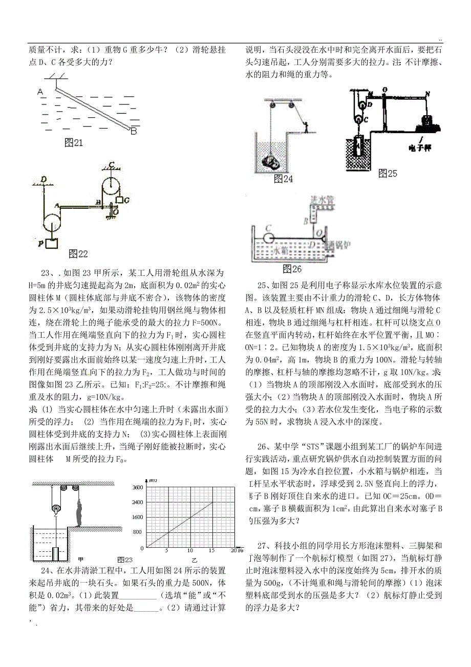 杠杆、滑轮、浮力综合计算题 (1)_第4页