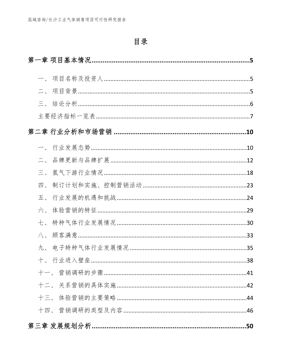 长沙工业气体销售项目可行性研究报告【参考范文】_第1页