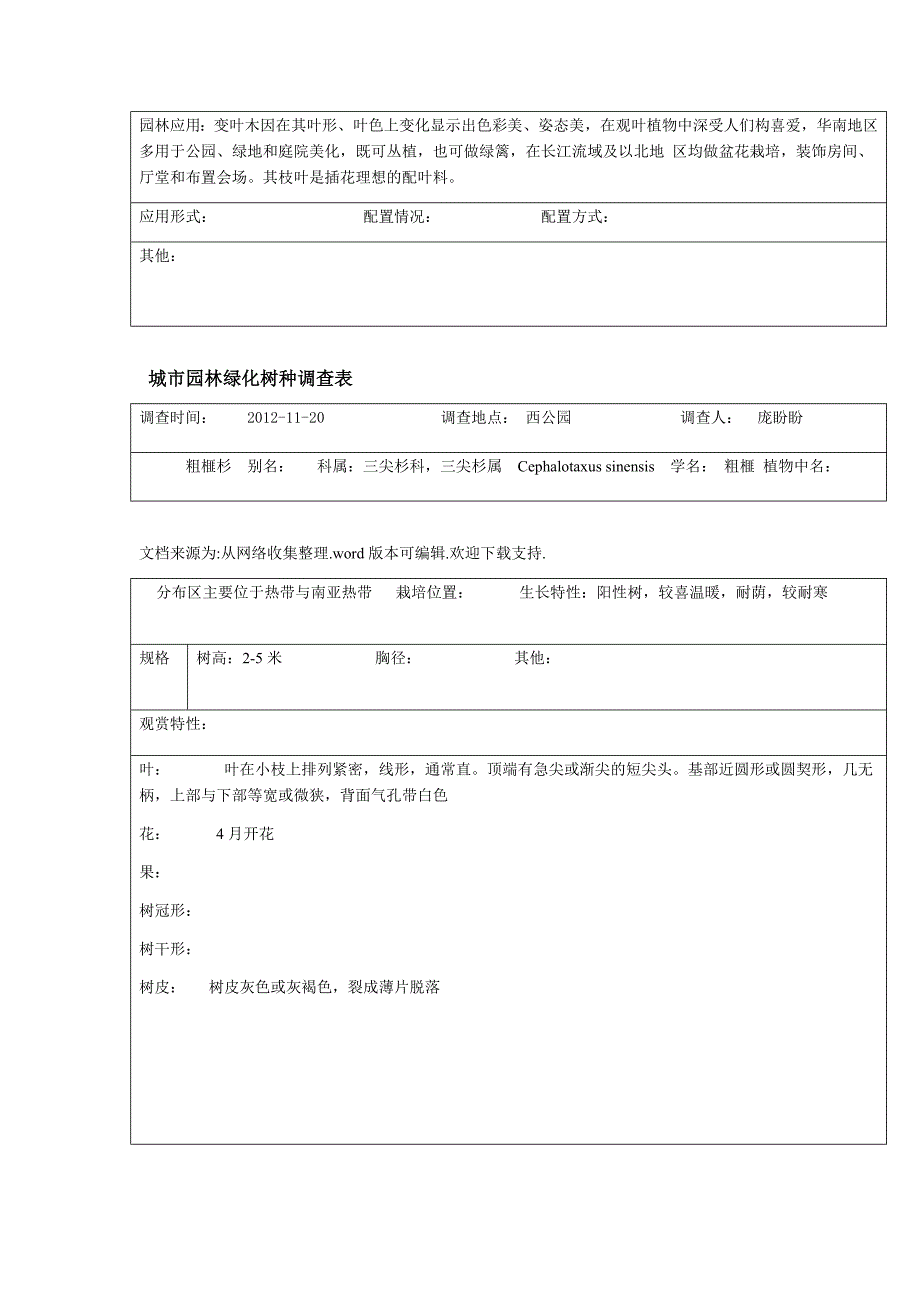 城市园林绿化树种调查表68_第3页