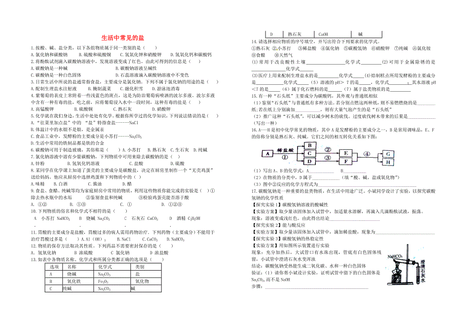 九年级化学下册11.1生活中常见的盐自习课作业无答案新人教版_第1页