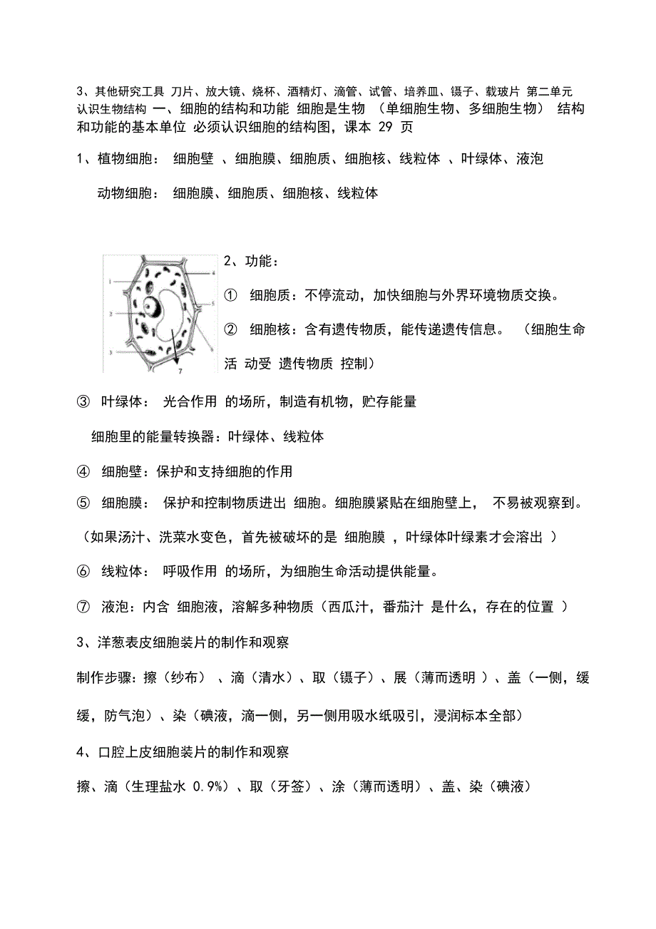 (完整word版)济南版七年级上册生物知识点整理_第4页