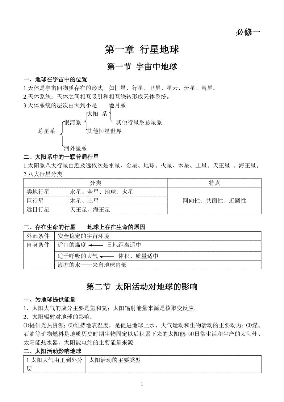 高中地理必修一知识点总结以及期末考试测试题含答案.doc_第1页