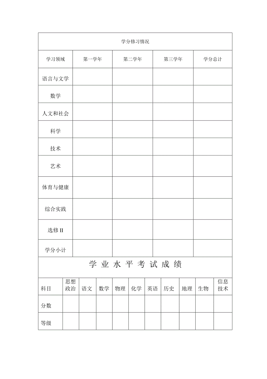 山东省高中学生学籍卡片样表Word版_第3页