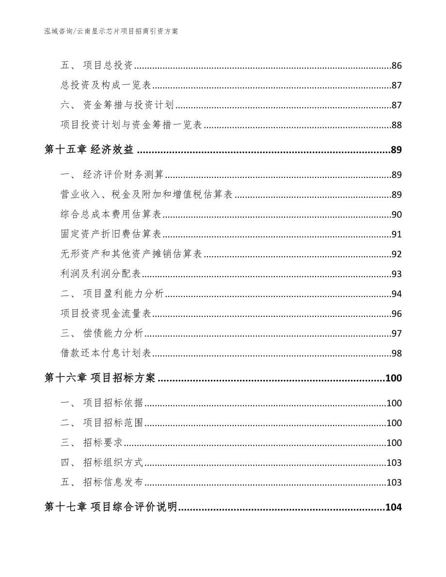 云南显示芯片项目招商引资方案_第5页