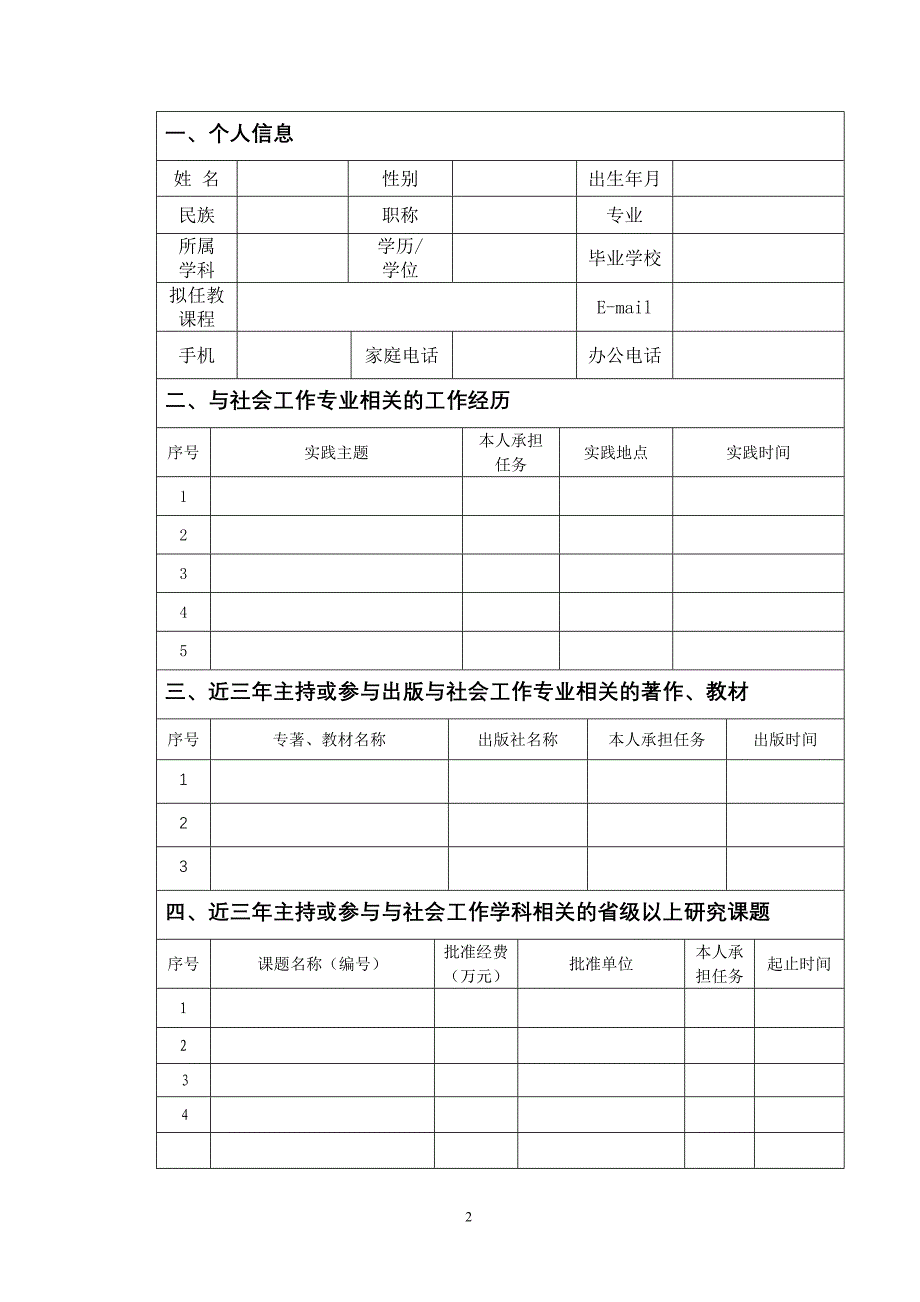 社会工作硕士专业学位研究生指导教师申报表_第3页