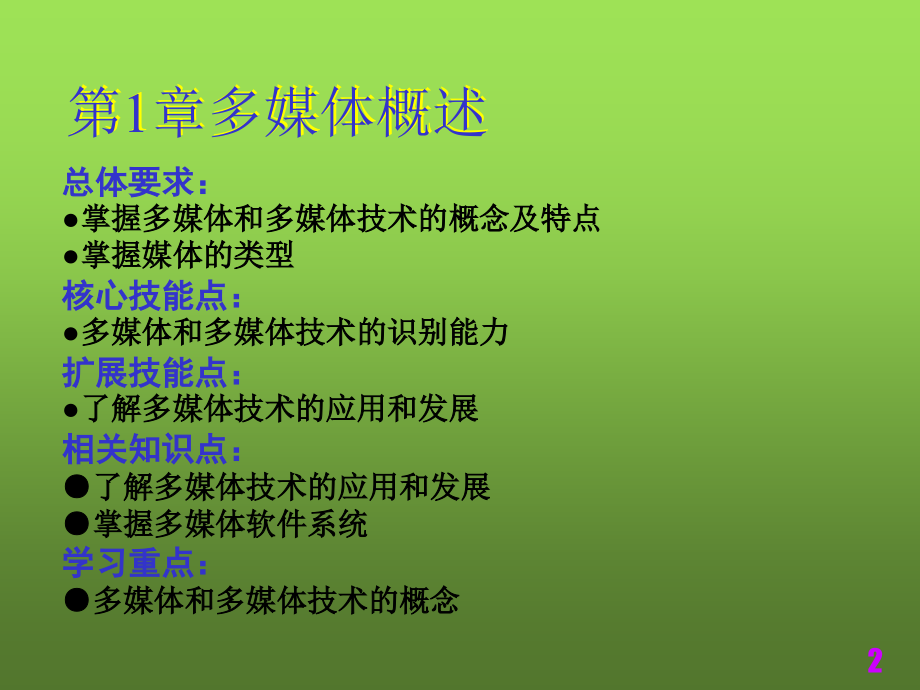 多媒体技术及应用课件完整版电子教案_第2页