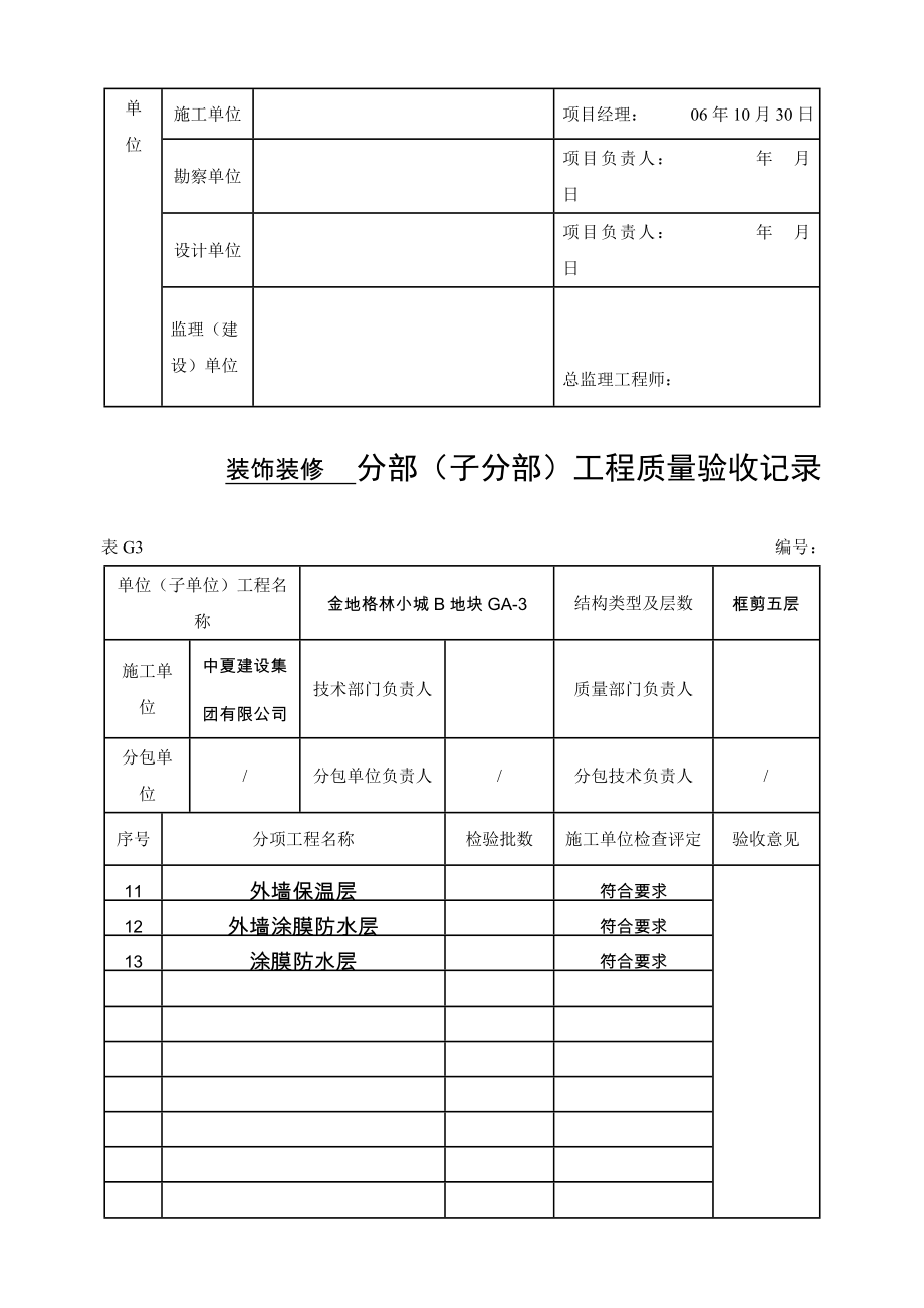 装饰装修分部(子分部)工程质量验收记录_第2页