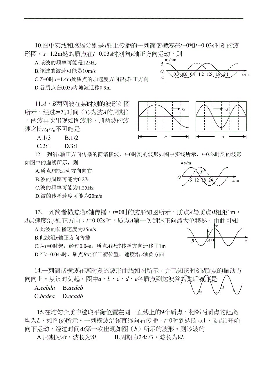高三物理-振动图象和波的图象练习题(DOC 4页)_第3页