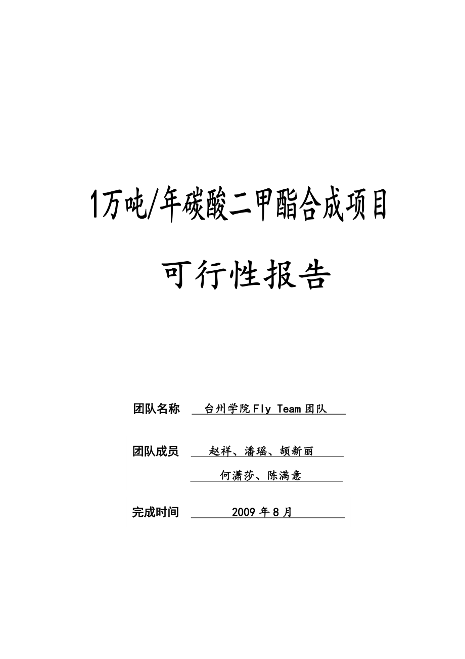 年产1万吨碳酸二甲酯合成项目可行性策划书.doc_第1页