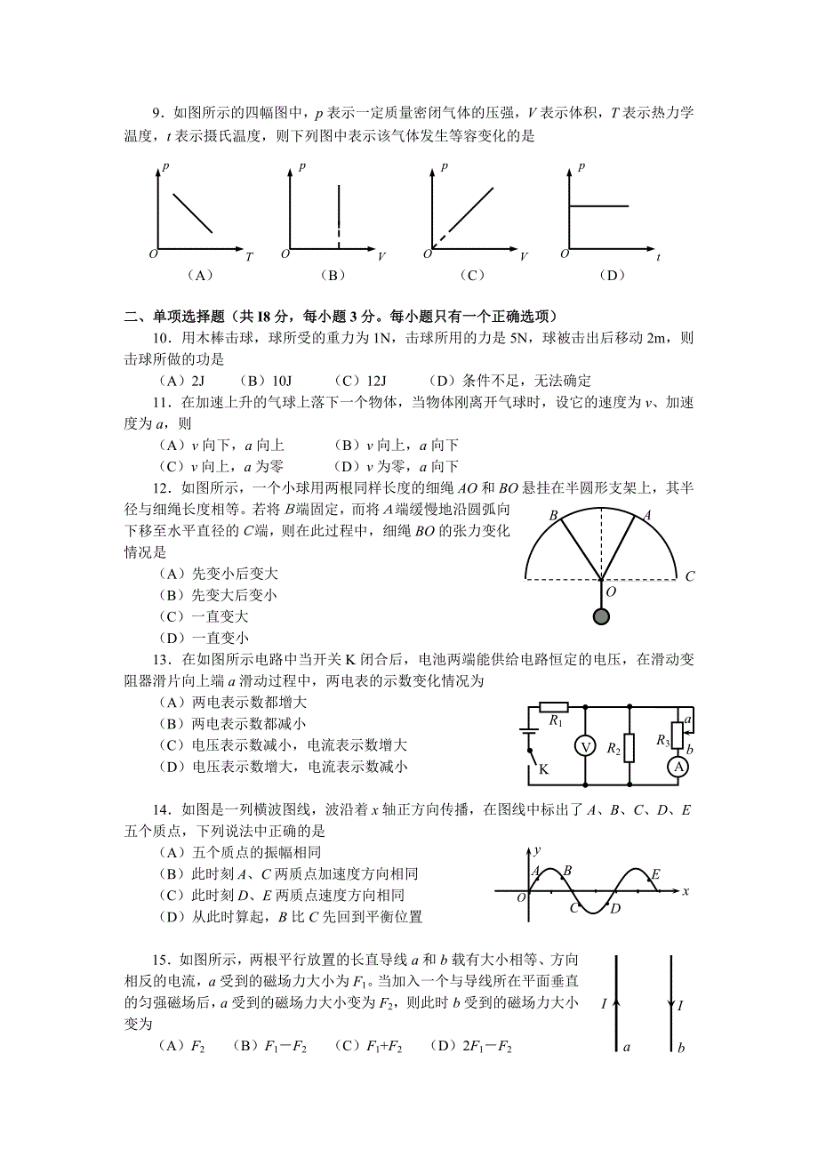 浦东新区高中学业考试练习物理学试题_第2页