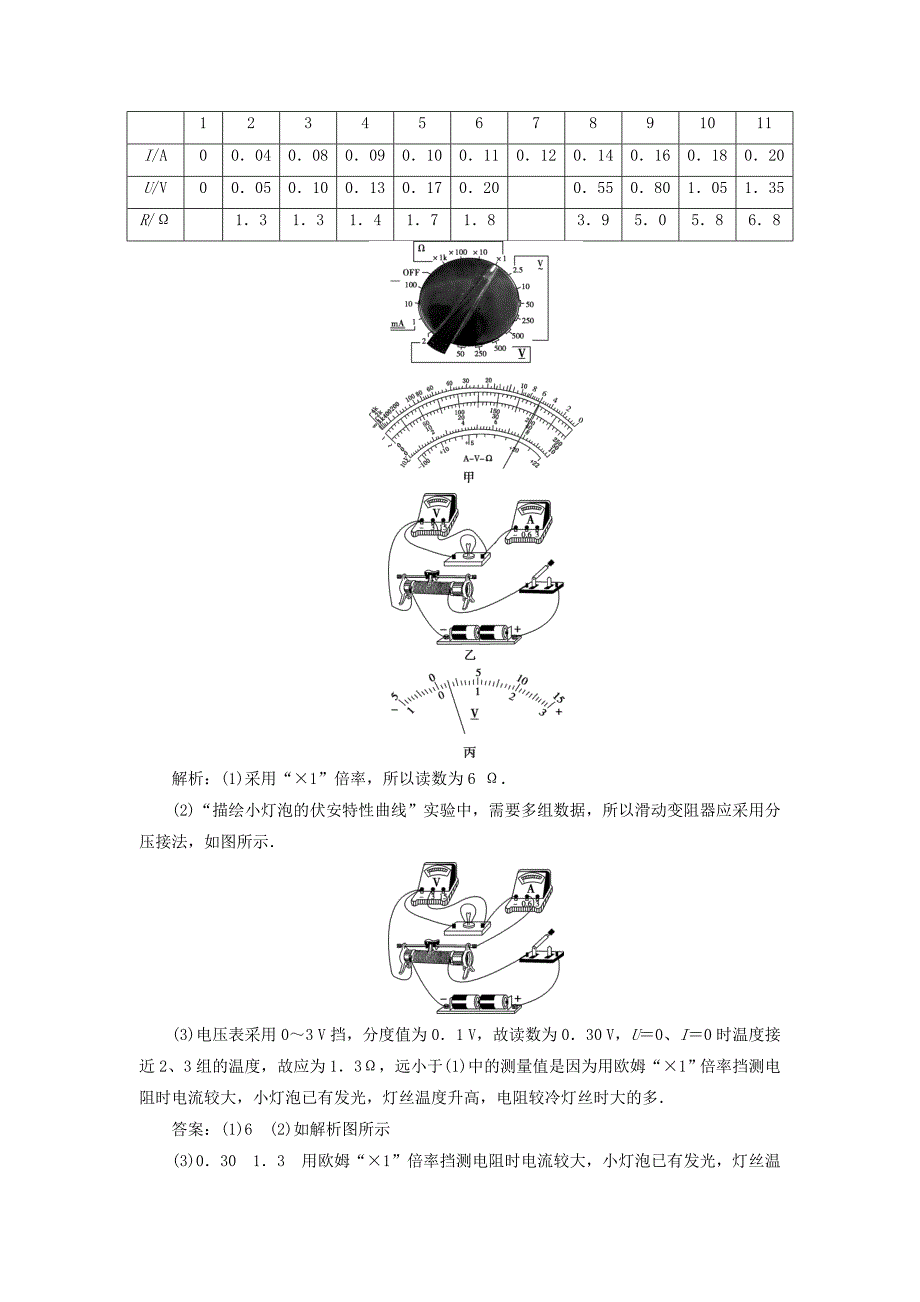 （浙江专版）2022届高考物理一轮复习 第7章 恒定电流 4 实验七 描绘小灯泡的伏安特性曲线随堂检测巩固落实 新人教版_第4页