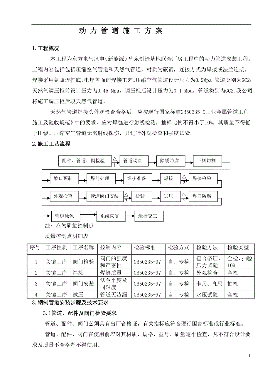 安徽新能源项目联合厂房天然气动力管道施工方案_第1页