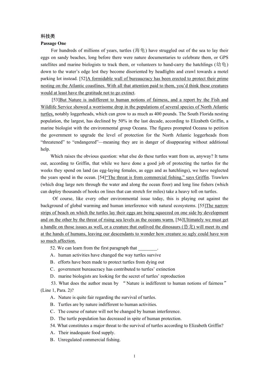 六级阅读理解练习(含答案).doc_第1页
