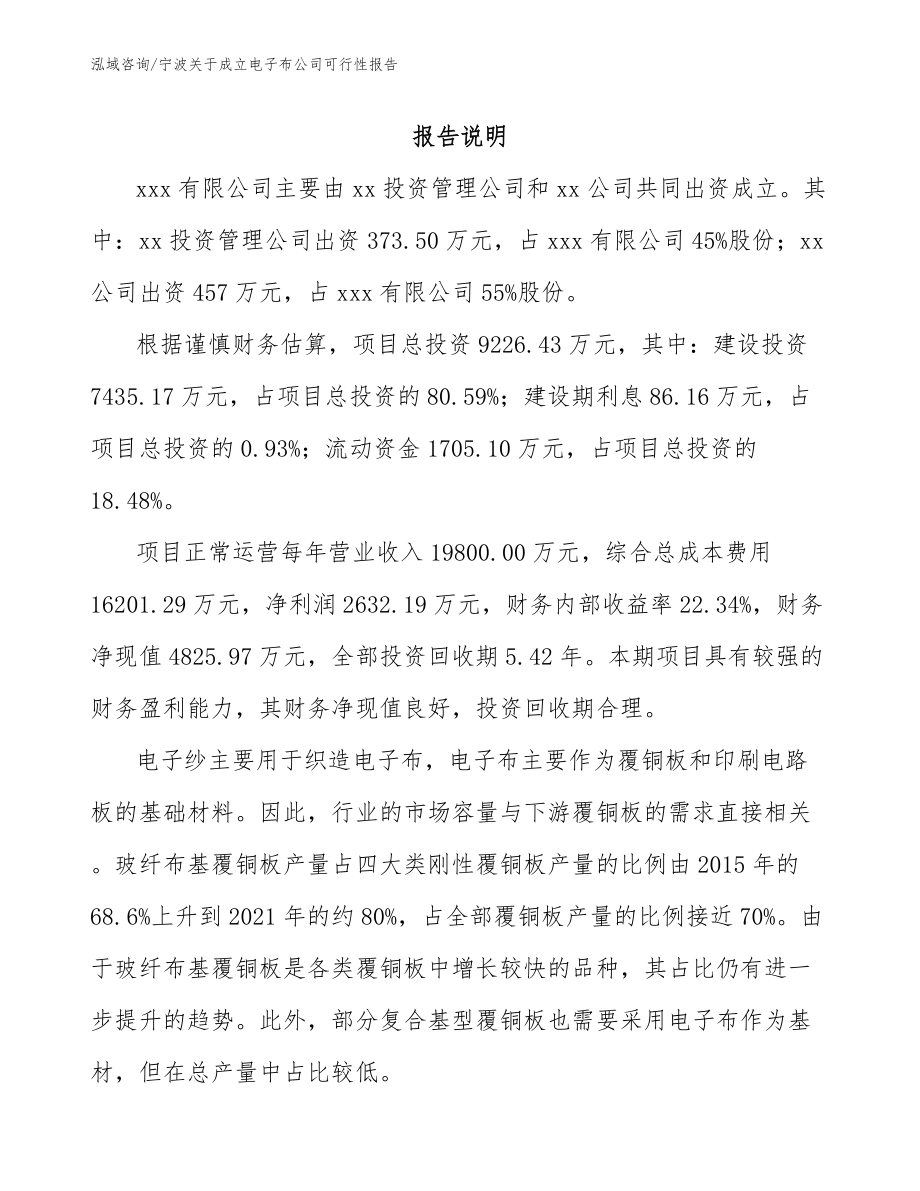 宁波关于成立电子布公司可行性报告_第2页