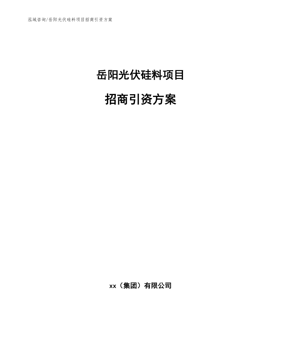 岳阳光伏硅料项目招商引资方案模板范文_第1页
