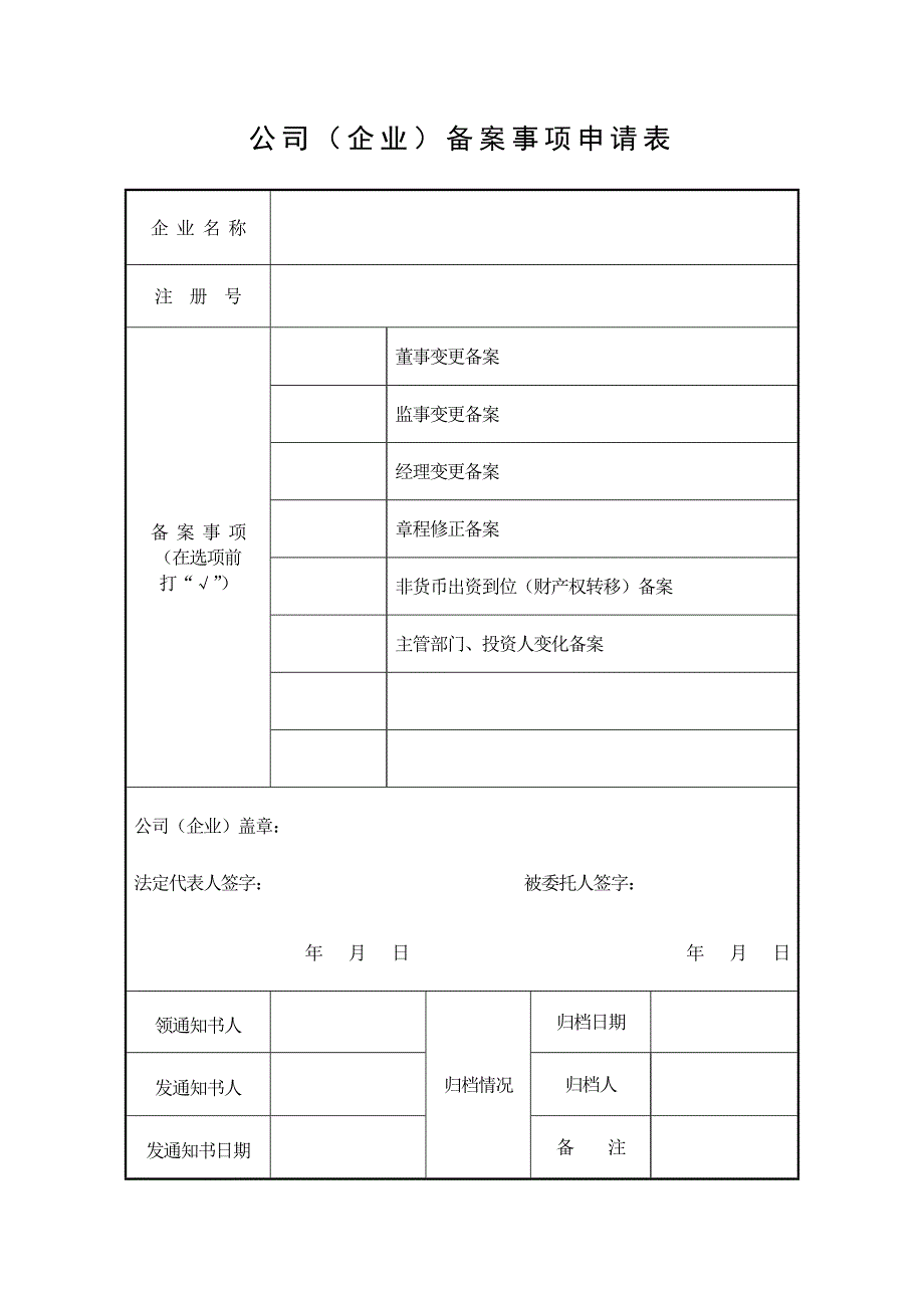 公司企业备案事项申请表_第1页