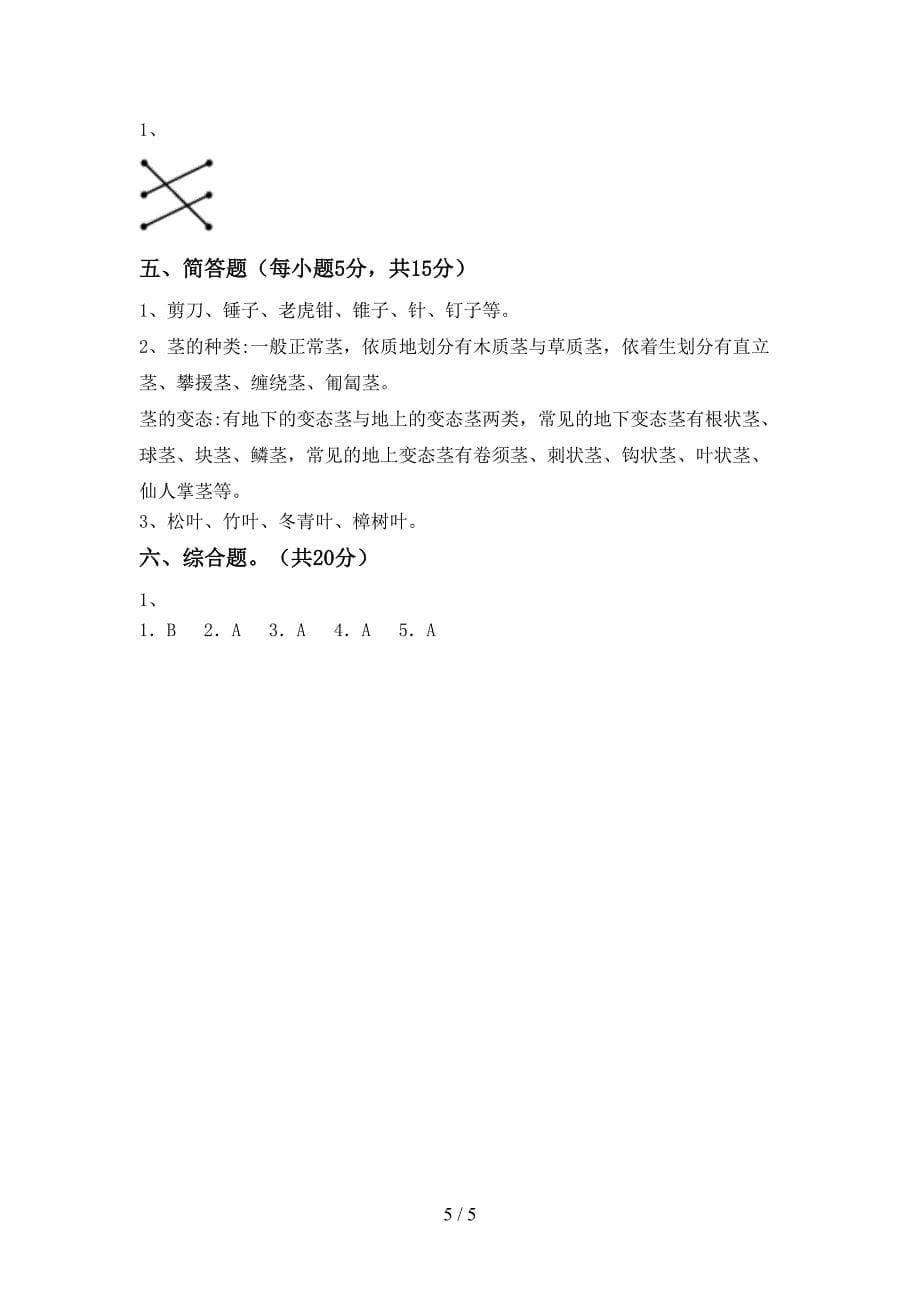 大象版二年级科学(上册)期中试卷及答案(审定版).doc_第5页