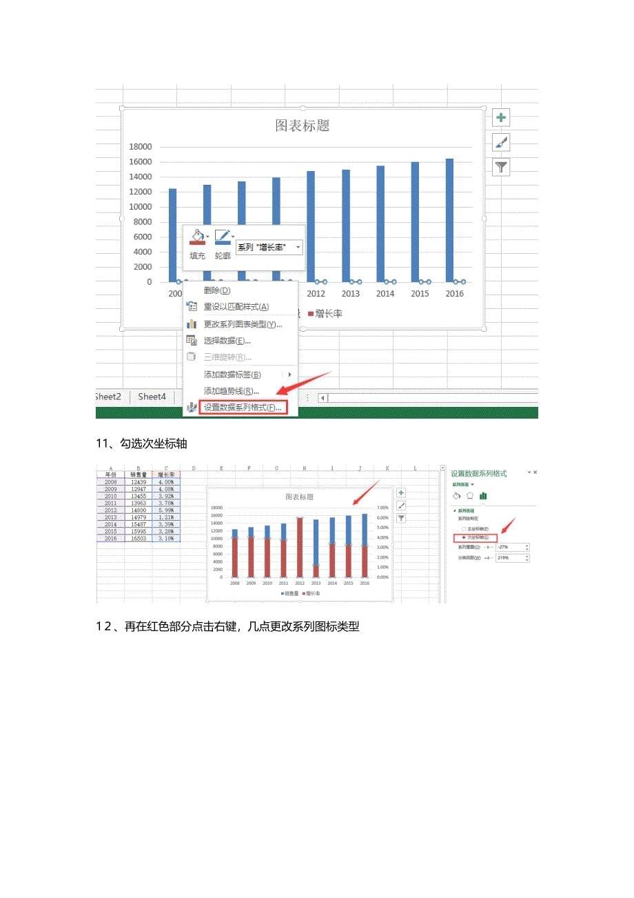 excel画柱状图和折线图组合_第5页