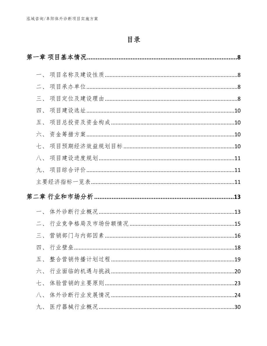 阜阳体外诊断项目实施方案【模板参考】_第1页