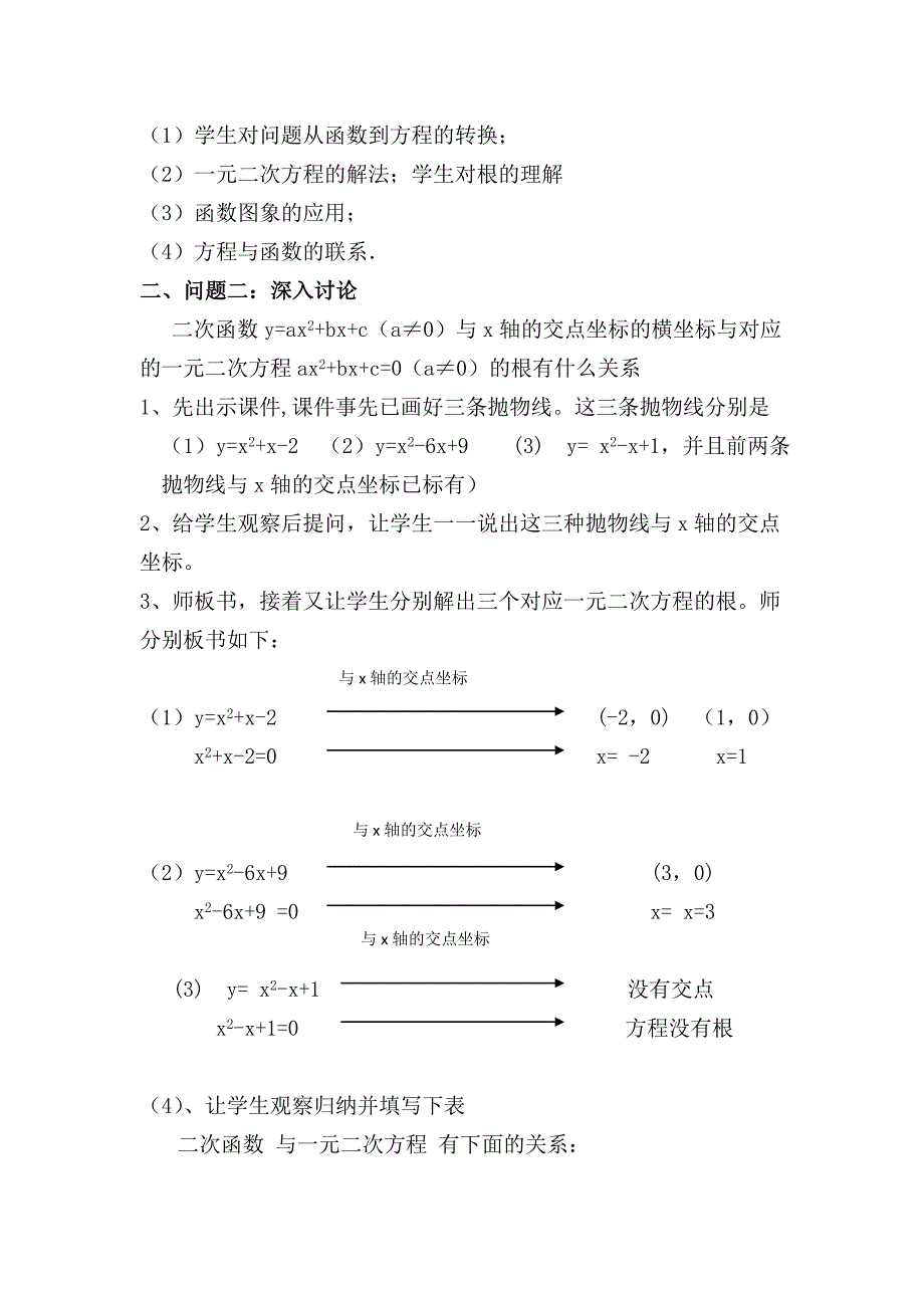 用函数的观点看一元二次方程教学设计_第4页