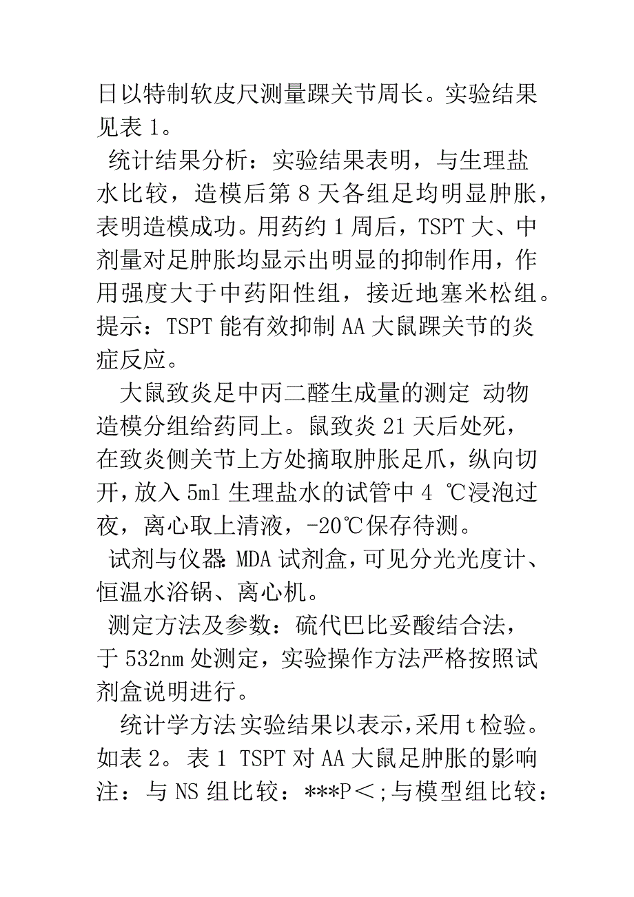 大鼠AA对金铁锁总皂苷抗炎作用的反应性研究.docx_第4页