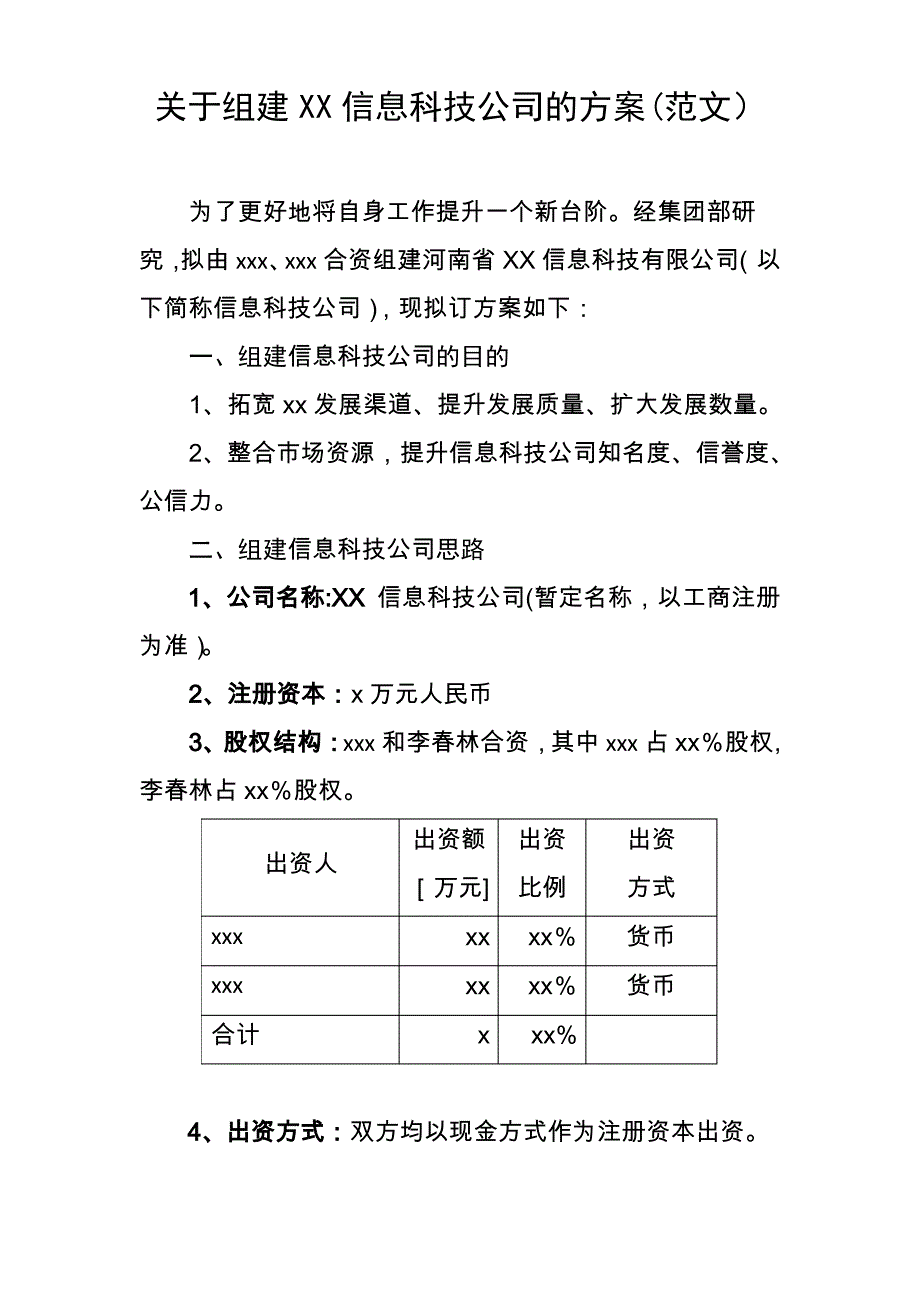 公司组建方案(范文)_第1页