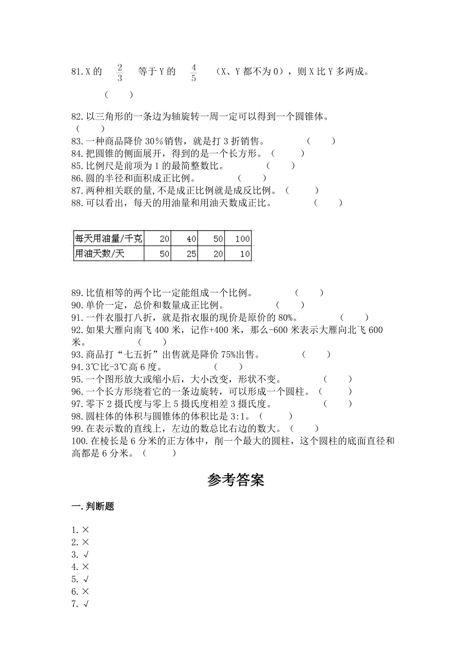 小升初数学压轴题天天练-判断题100道精品【易错题】.docx_第4页