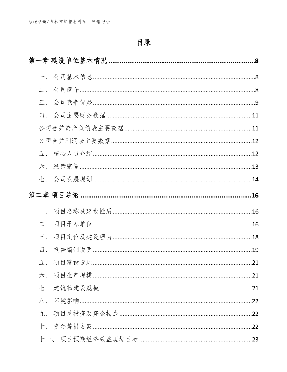 吉林市焊接材料项目申请报告_模板_第2页