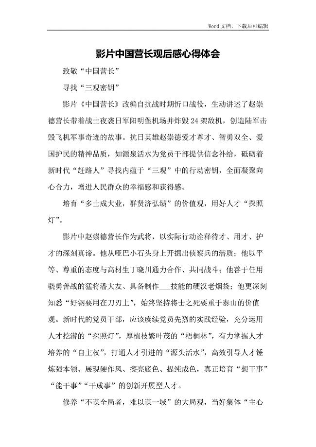 影片中国营长观后感心得体会