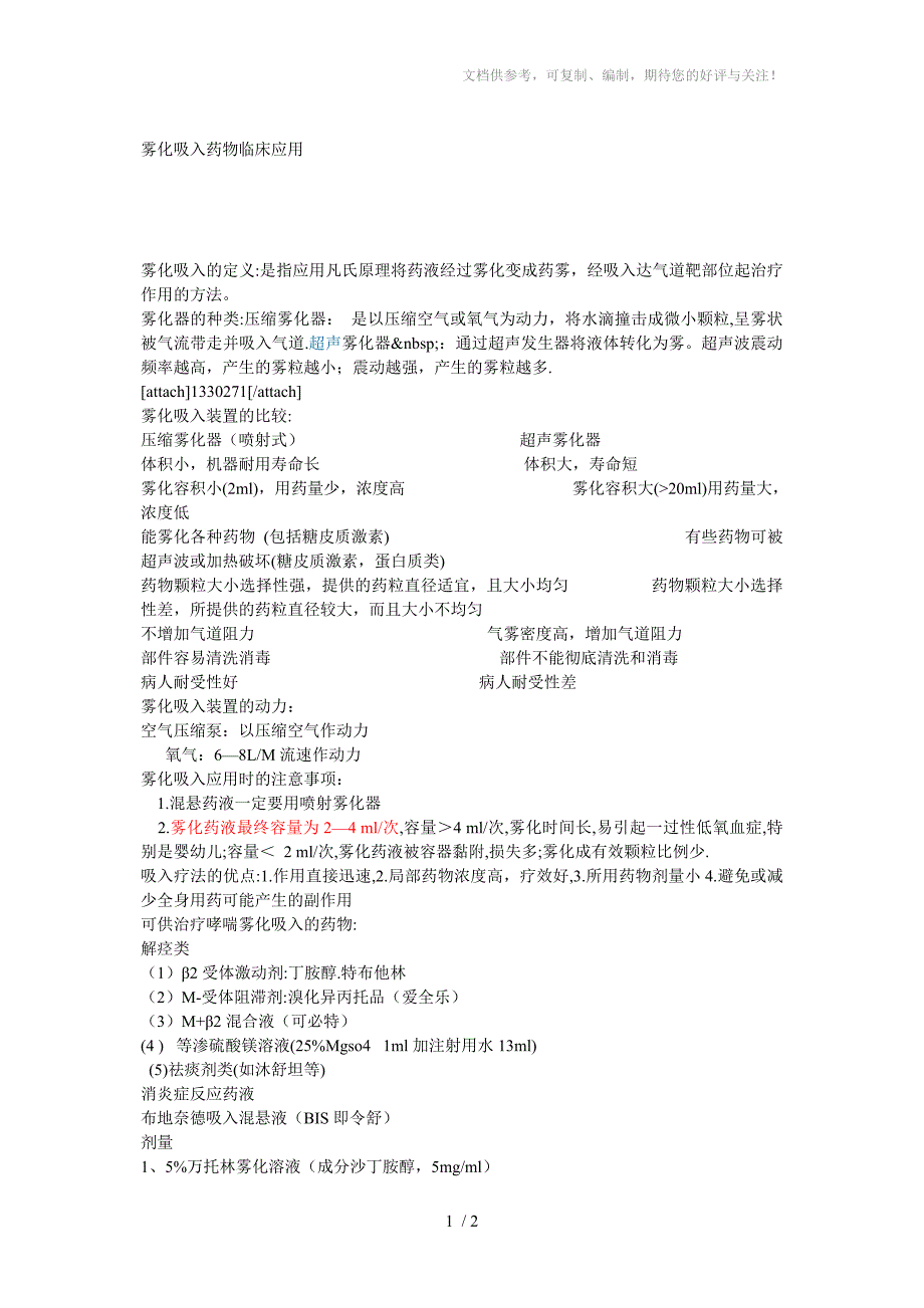 雾化吸入药物临床应用_第1页