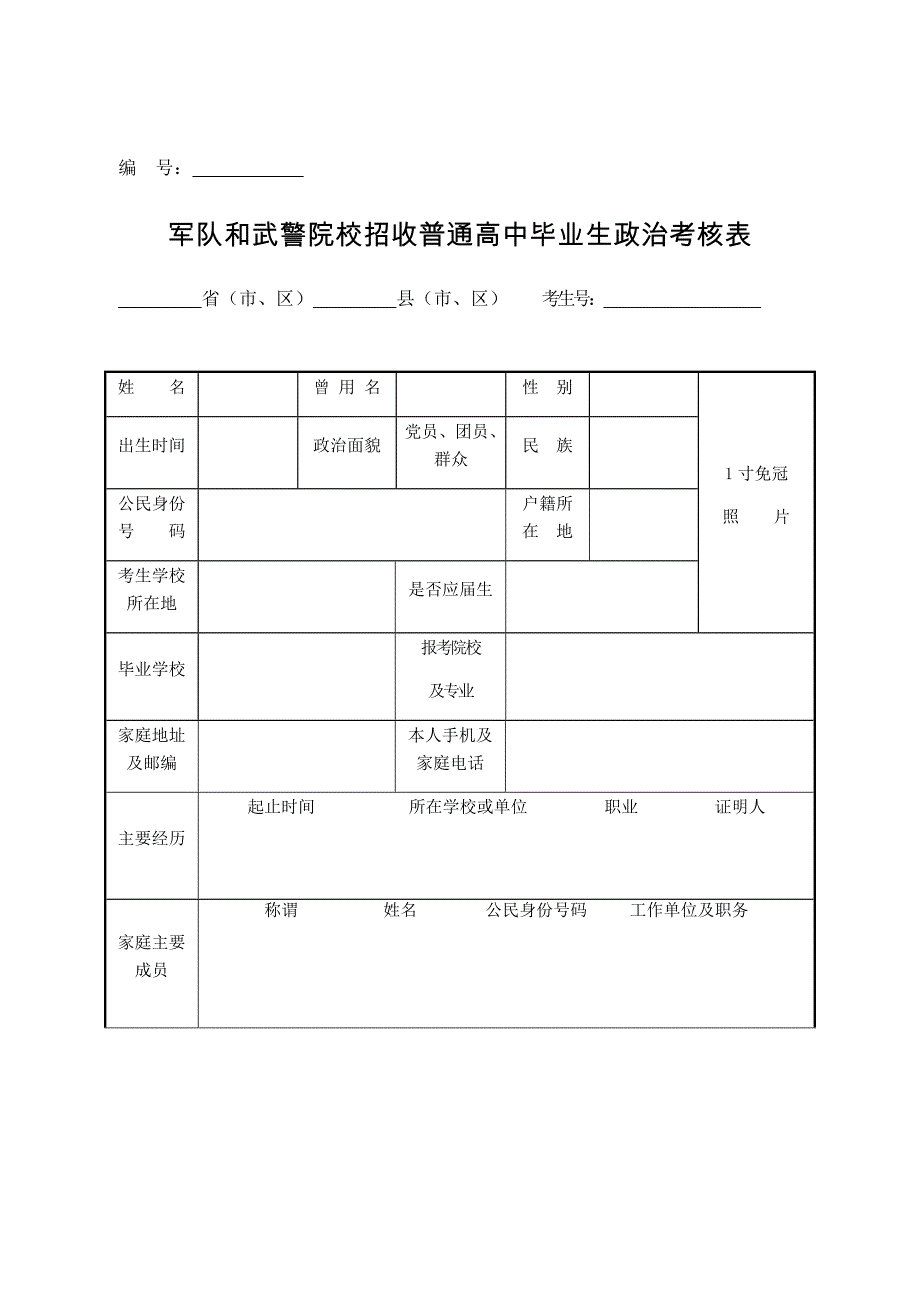 政治考核表(样表)_第1页