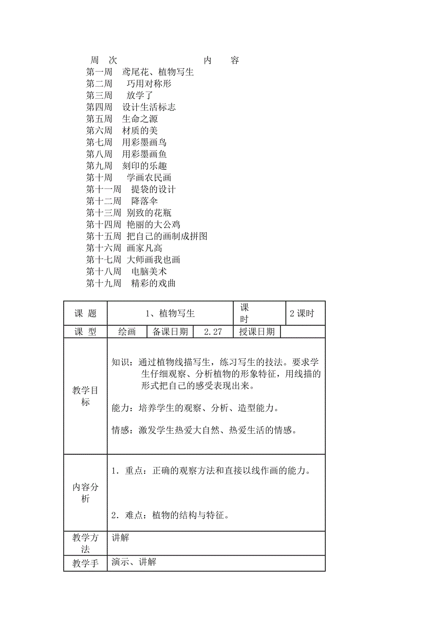 小学四年级下册美术教学计划_第2页