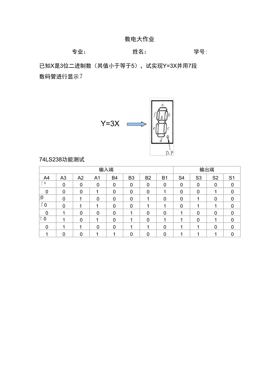 已知X是3位二进制数其值小于等于5试实现Y=3X并用7段数码管进行显示_第2页