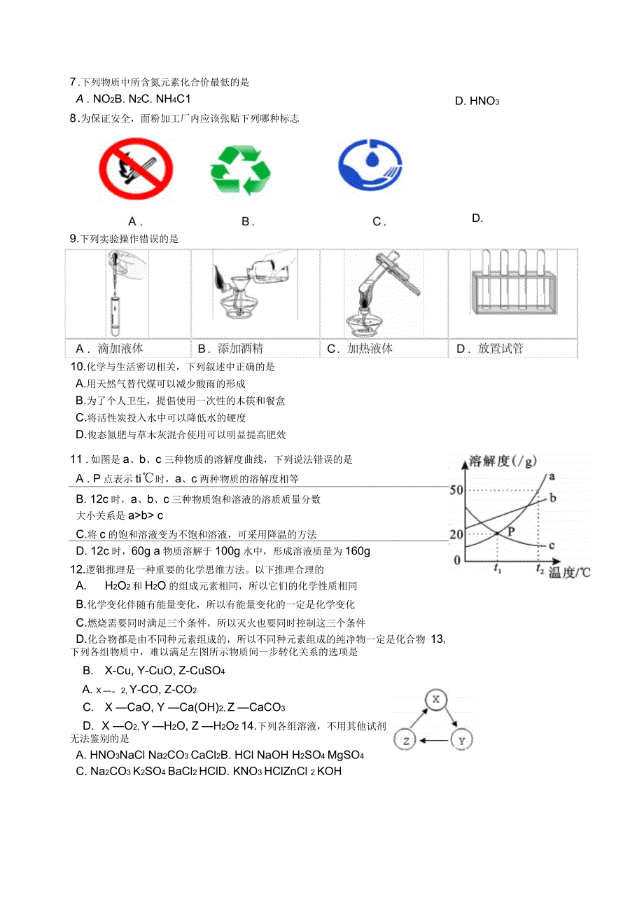 扬州市梅岭中学九学年级化学二模试卷分析_第2页