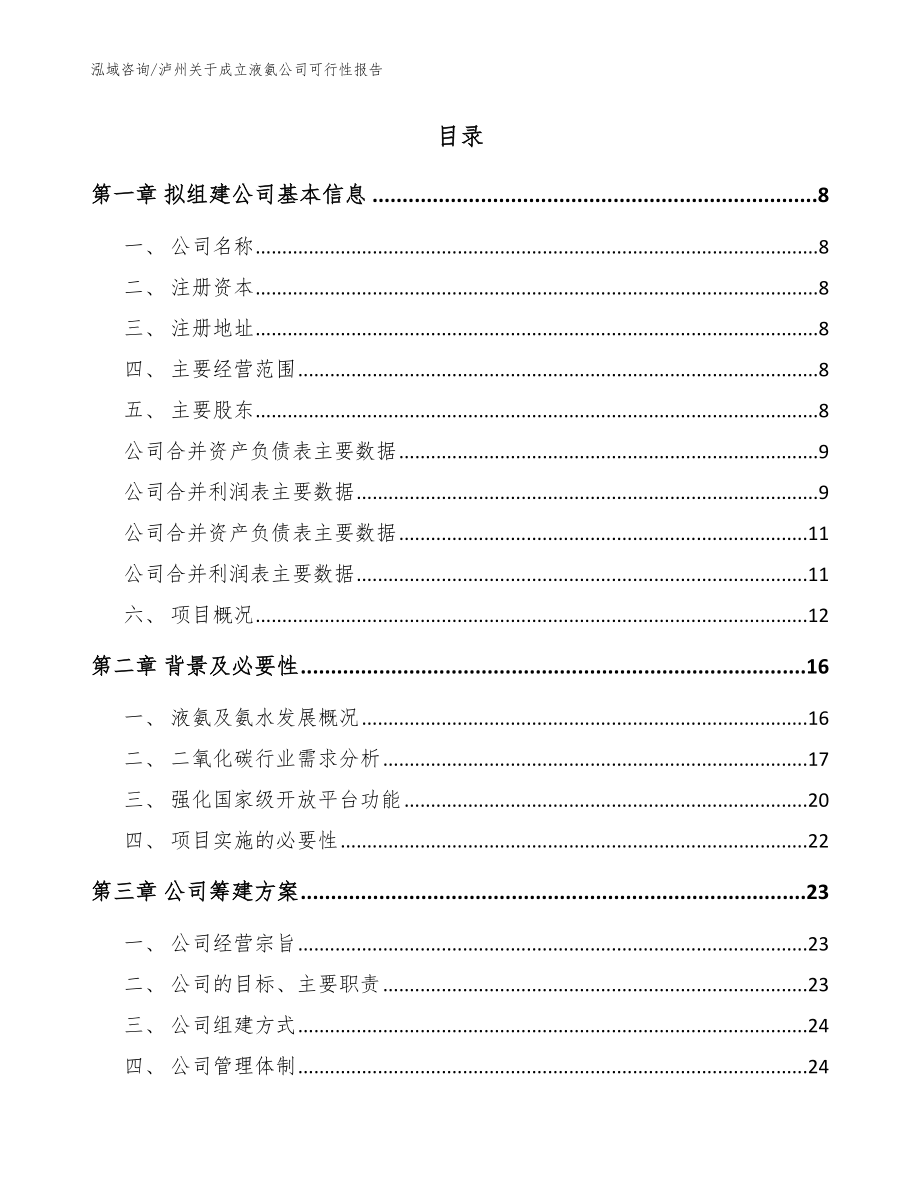 泸州关于成立液氨公司可行性报告（模板范本）_第2页