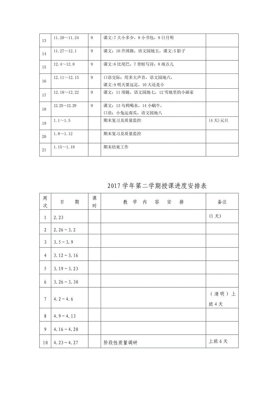 部编版一年级上册语文教学计划_第5页