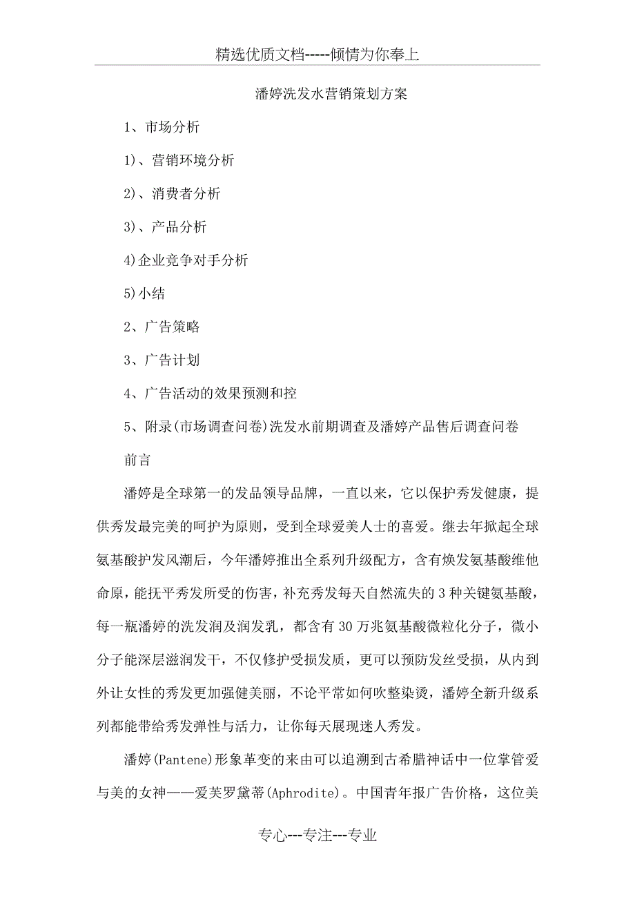 潘婷洗发水营销策划方案_第1页