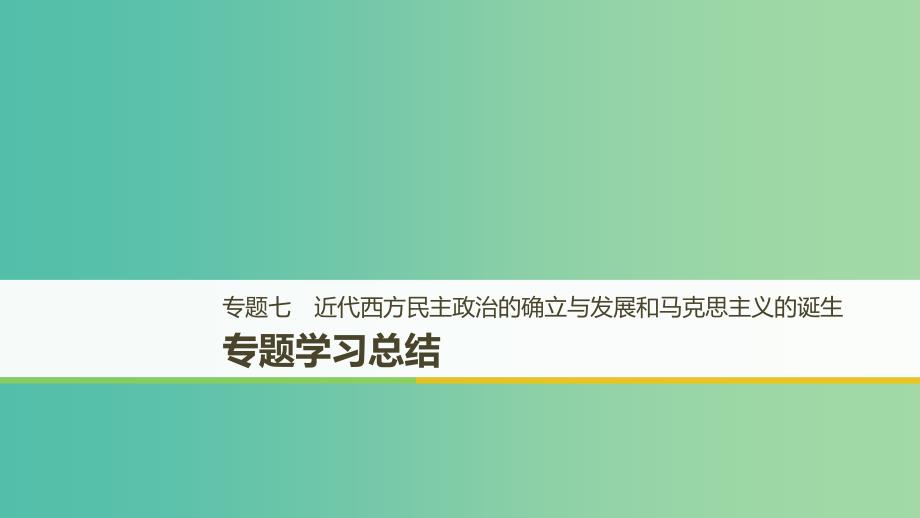 浙江专用版2018-2019高中历史专题七近代西方民主政治的确立与发展和马克思主义的诞生专题学习总结课件人民版必修1 .ppt_第1页