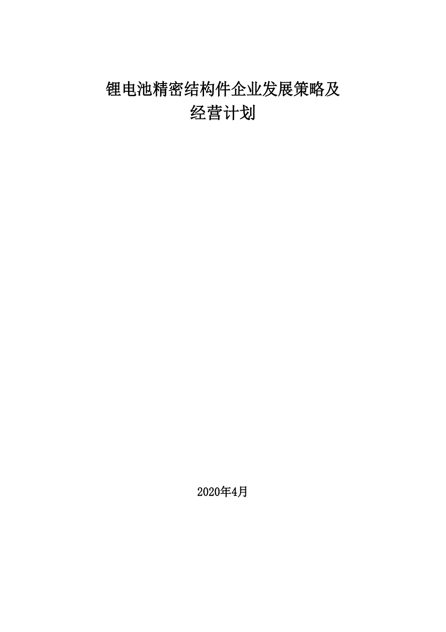 2020年锂电池精密结构件企业发展策略及经营计划_第1页