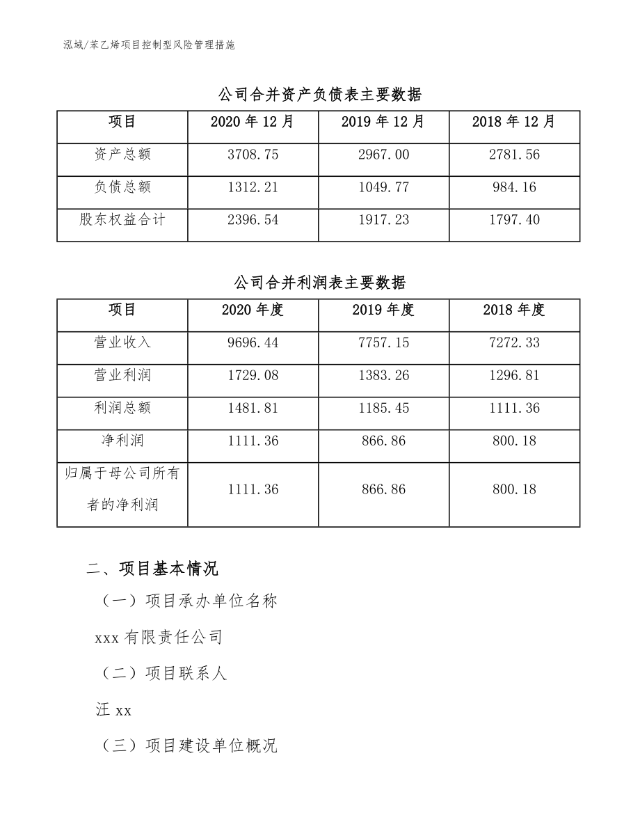 苯乙烯项目控制型风险管理措施（范文）_第3页