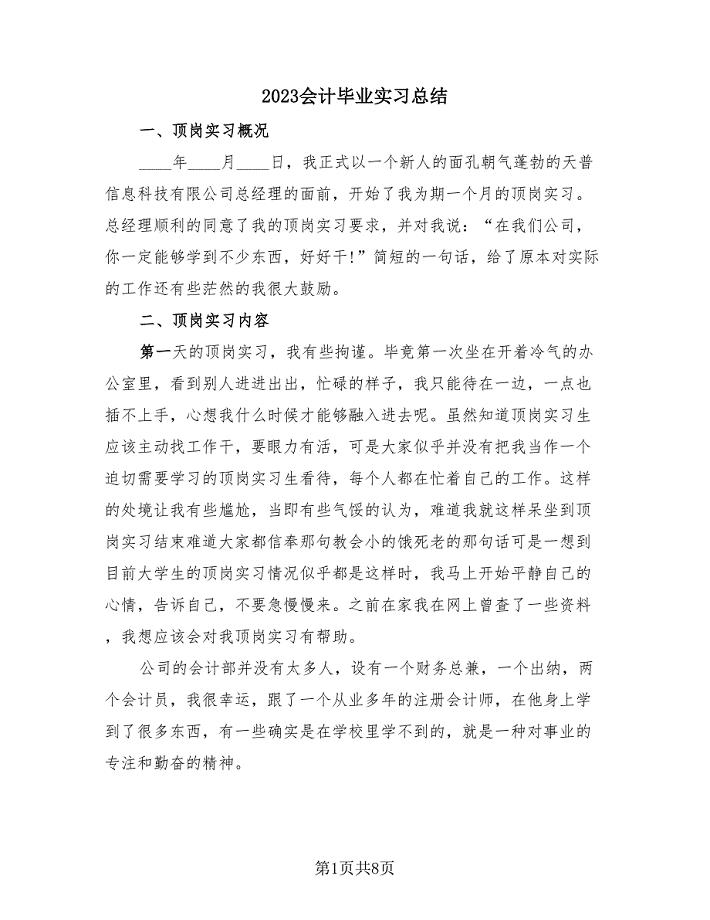 2023会计毕业实习总结（2篇）.doc