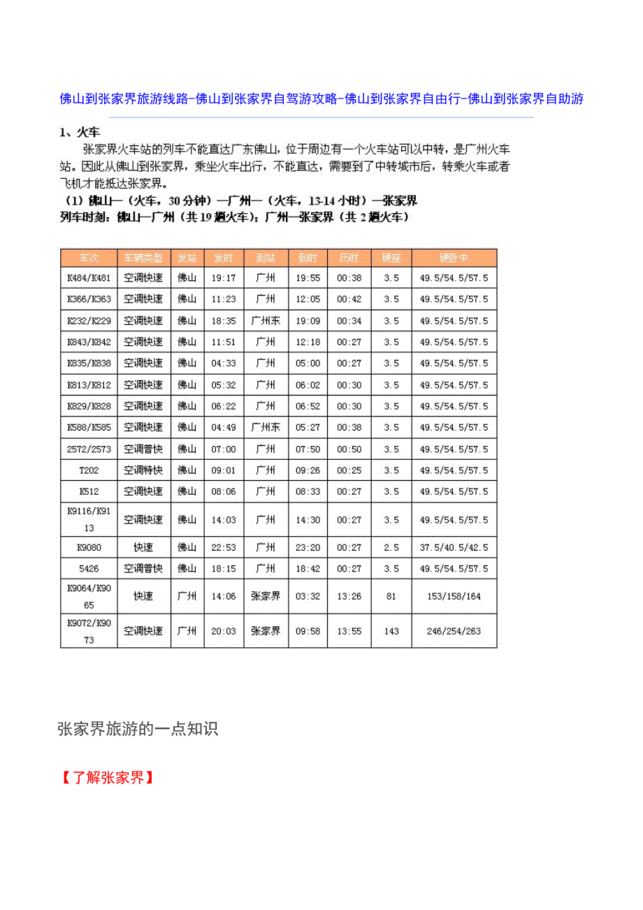 佛山到张家界旅游线路-佛山到张家界自驾游攻略-佛山到_第1页