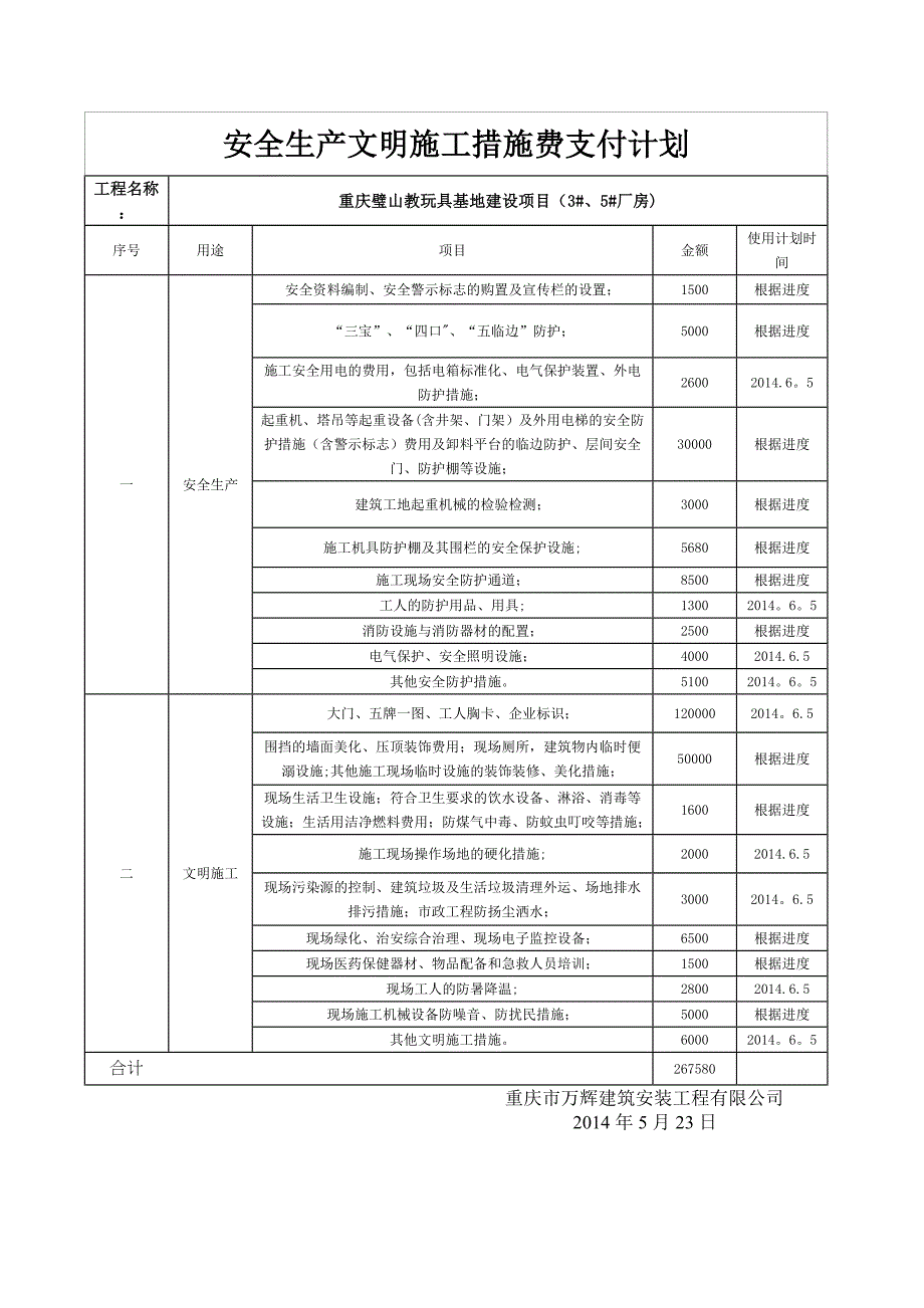 安全生产文明施工措施费支付计划_第1页