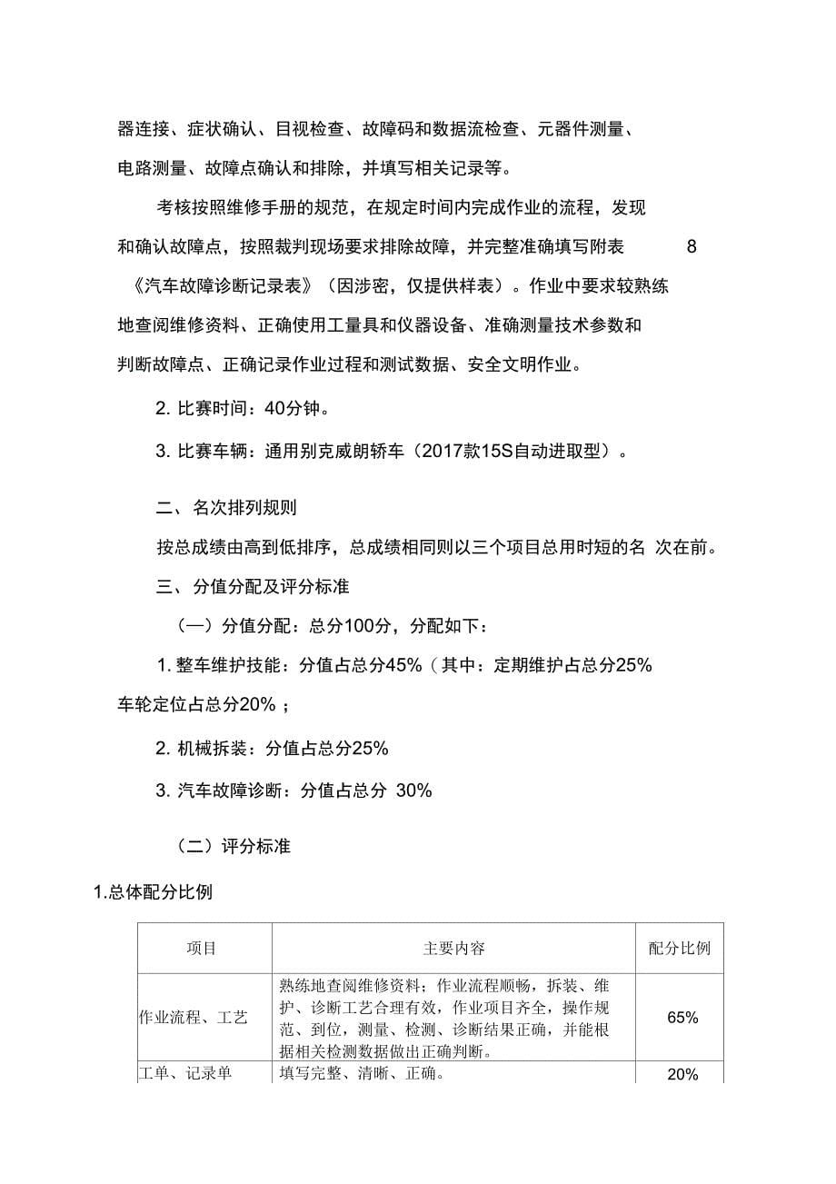 2018全国职业学校汽车运用与维修汽车机电维修赛项技术实施方案_第5页