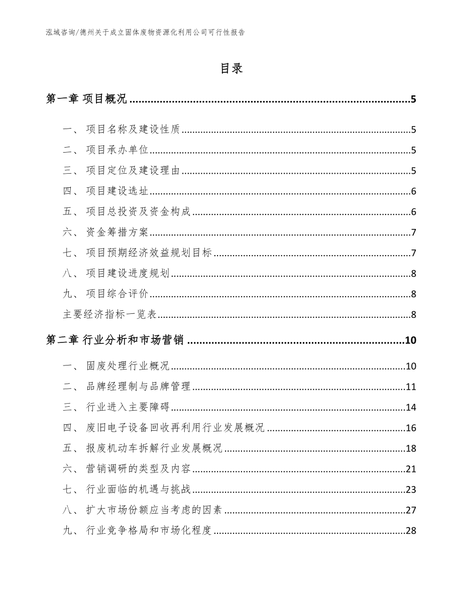 德州关于成立固体废物资源化利用公司可行性报告【模板参考】_第1页