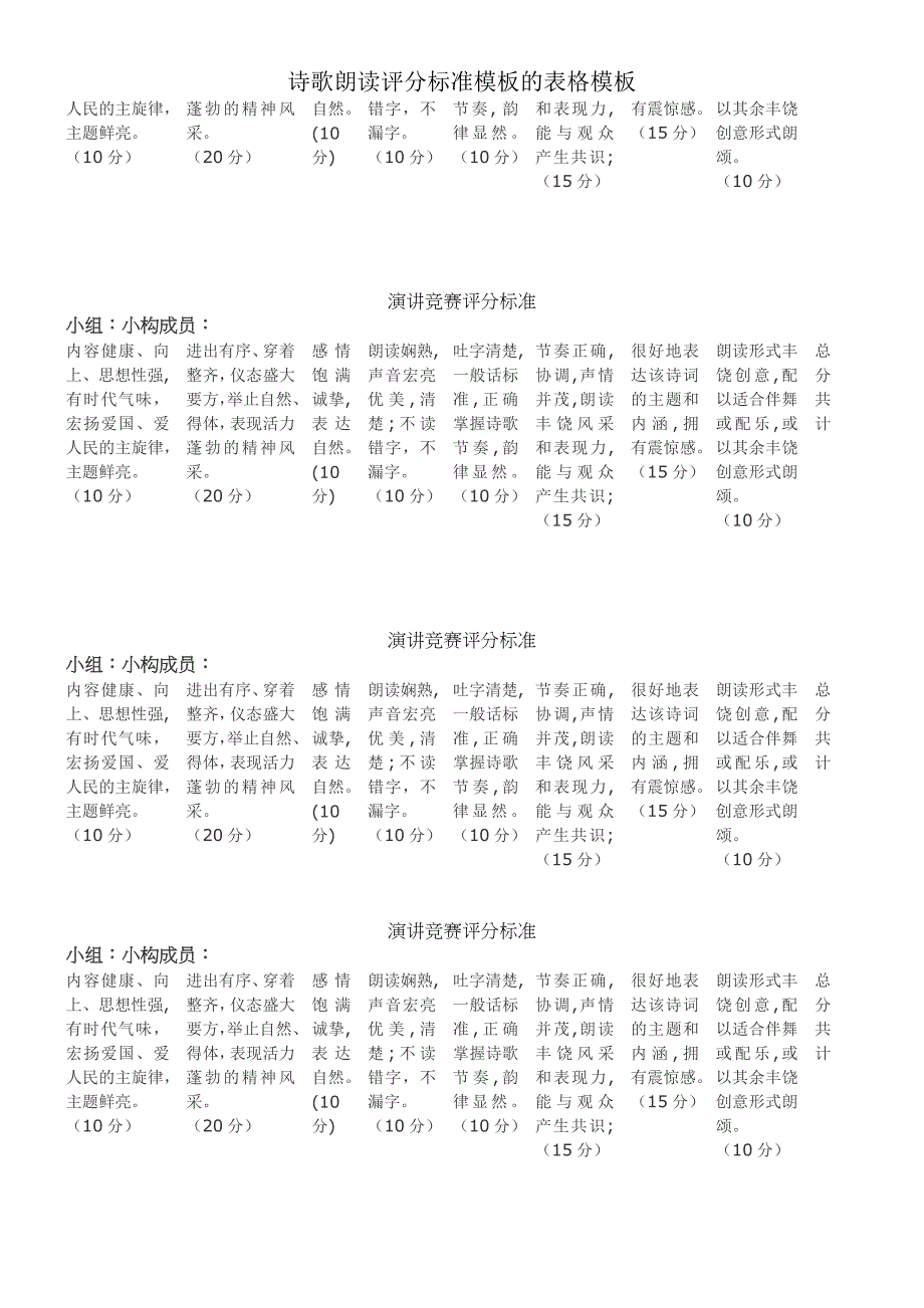 诗歌朗诵评分模板表格模板.doc_第2页